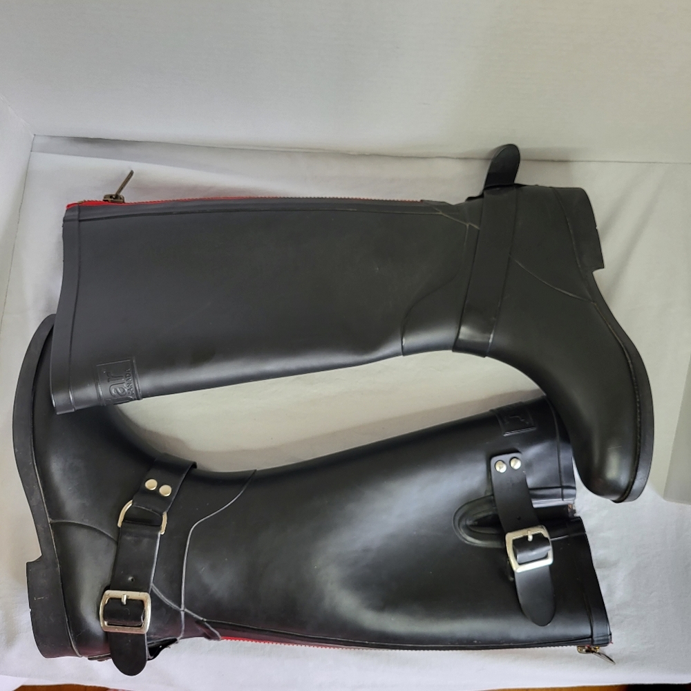 Pajar Moto Style Black Slip On Rain Boots Sz 5½ - Picture 4 of 15